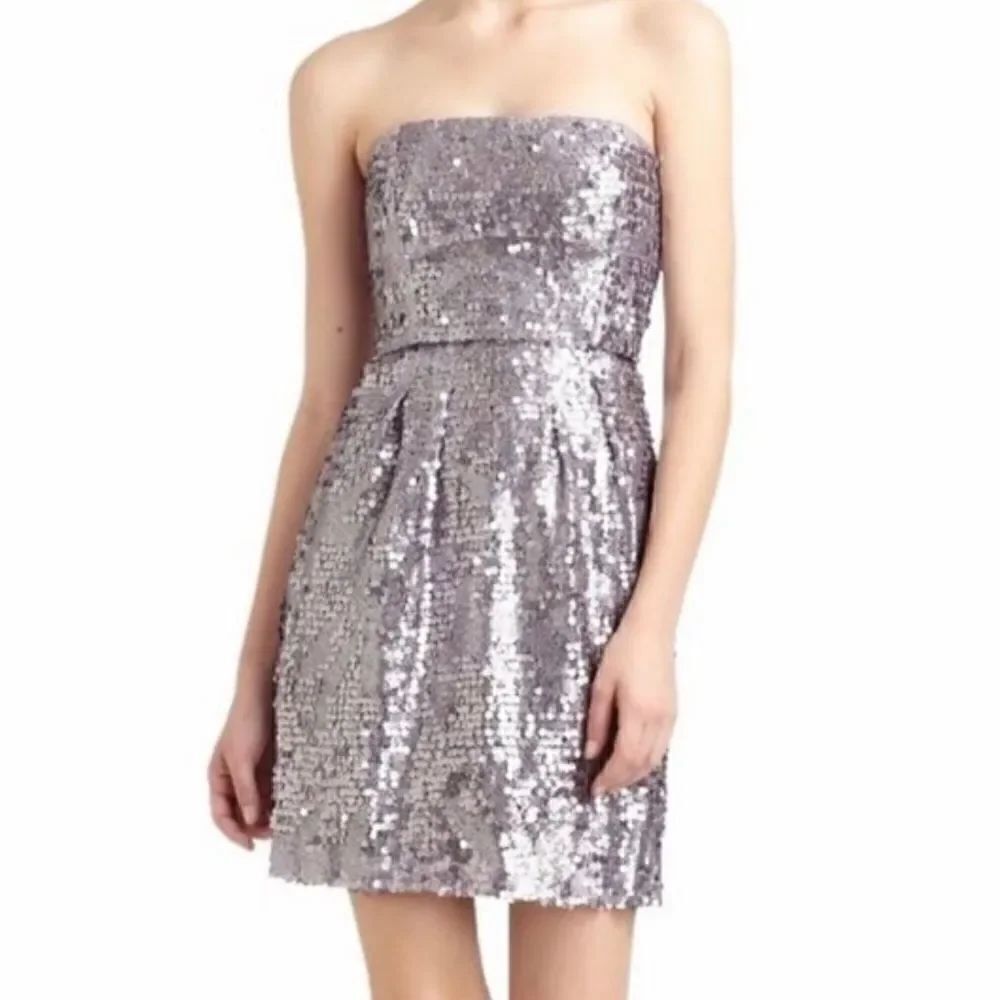 BCBGMaxAzria CAROLE Lavender Sequin Strapless Mini Dress in Lilac Mist NEW